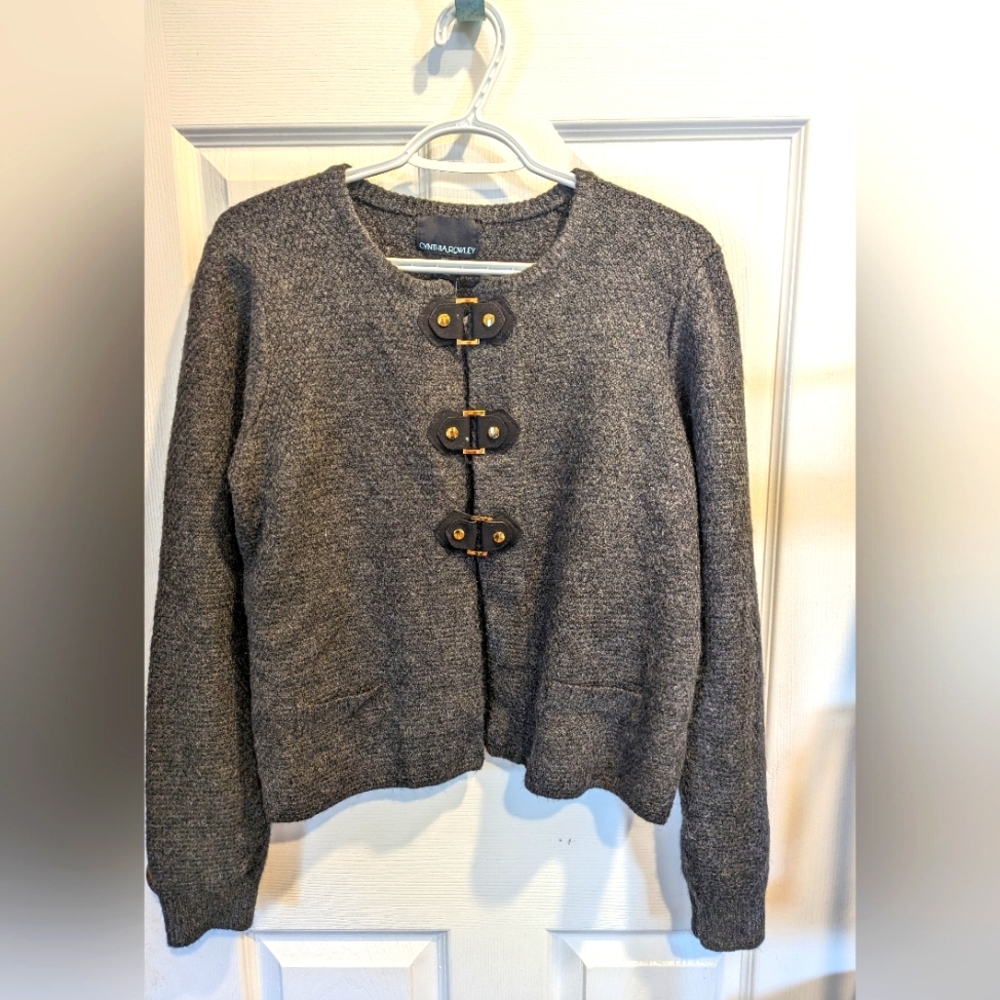 💙 CYNTHIA ROWLEY 💙 Cardigan with Gold Buckles